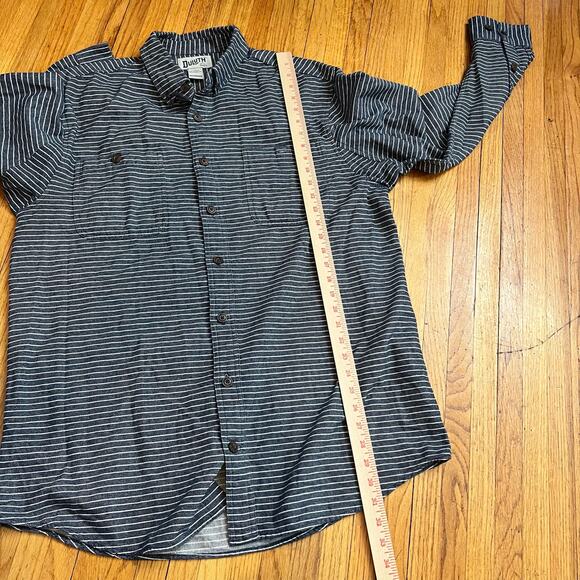 Duluth Trading Shirt Mens Large Tall Free Swingin Flannel Relaxed Stripe Blue - Picture 8 of 8